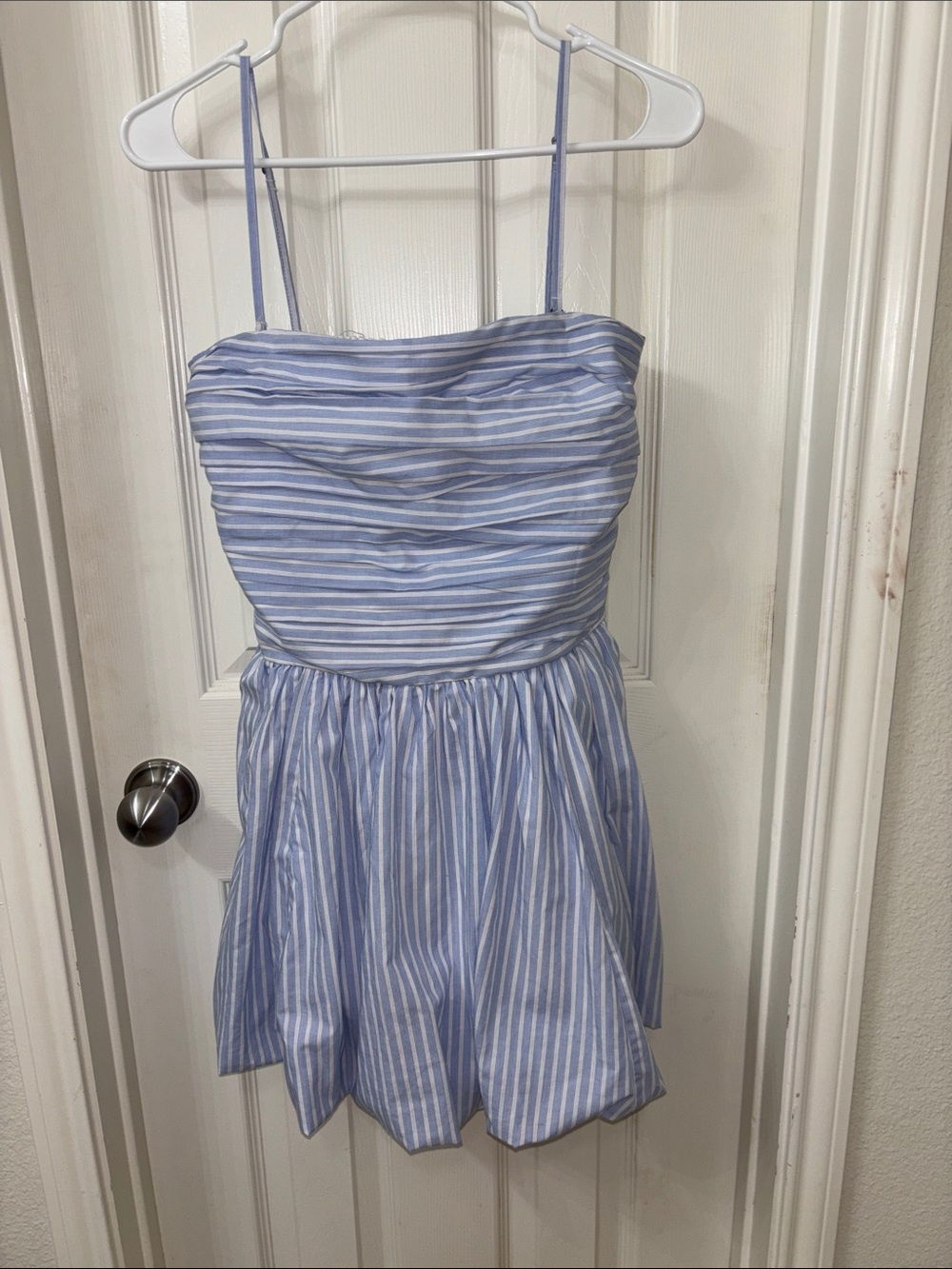 Hollister Blue and White Striped Smocked Top Sundress